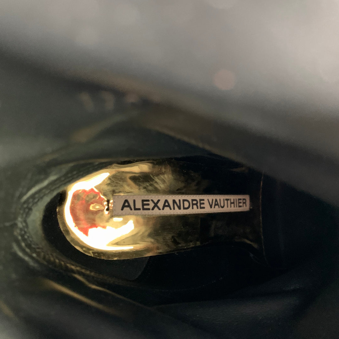 ALEXANDRE VAUTHIER Size 7 Blue Green Velvet Pointed Toe Boots