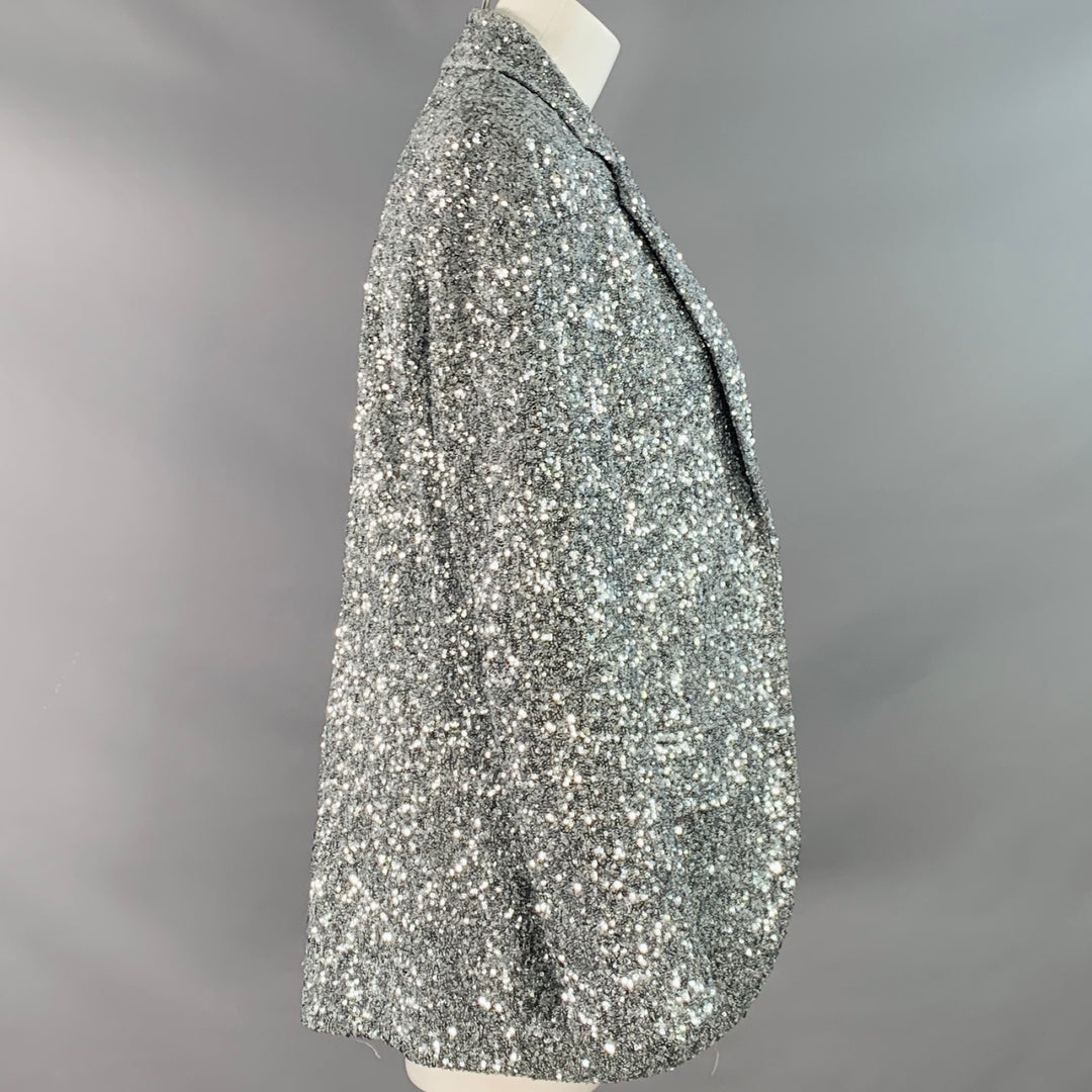 ZADIG & VOLTAIRE Size S Vivi Silver Polyester Sequined Jacket Blazer