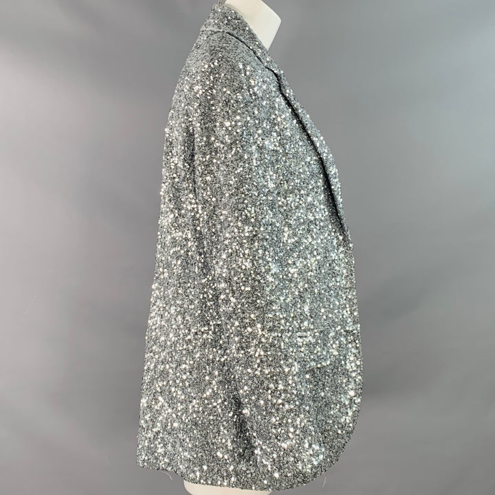 ZADIG & VOLTAIRE Size S Vivi Silver Polyester Sequined Jacket Blazer