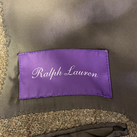 RALPH LAUREN Size 46 Green Brown Window Pane Wool Linen Silk Sport Coat