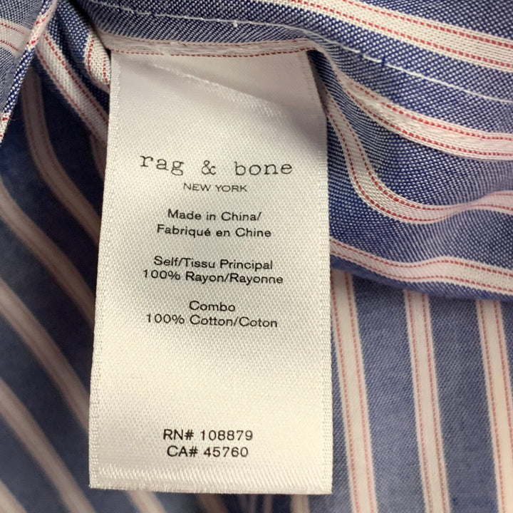 RAG & BONE Size L Blue White Rayon Cotton Stripe One Pocket Shirt