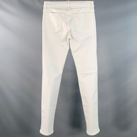 FRAME Size 29 Blanc Rips White Twill Cotton Blend Distressed Low Rise Skinny Jeans