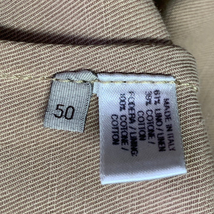 BOTTEGA VENETA Size 40 Khaki Linen Cotton Twill Buckles Zip Up Bondage Jacket