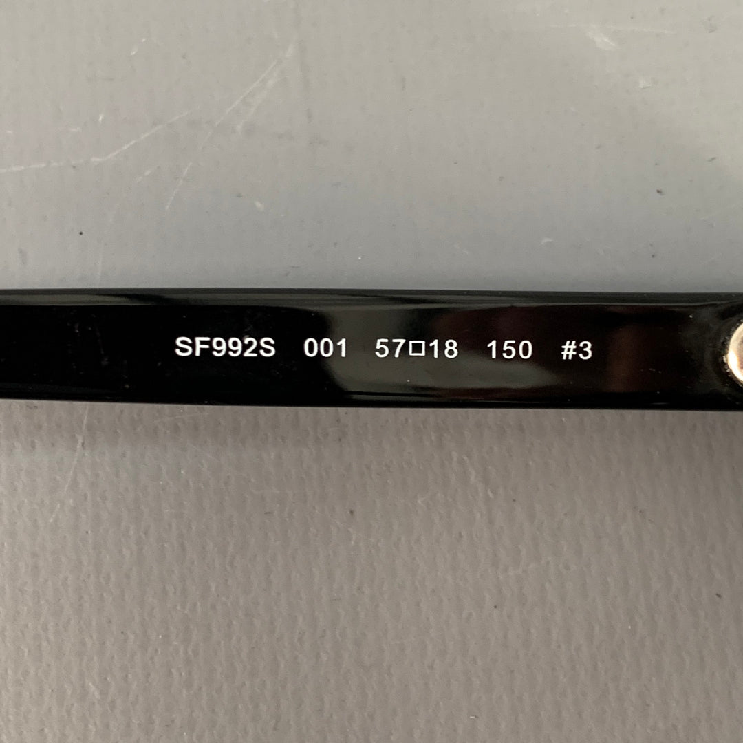 SALVATORE FERRAGAMO Black Acetate Square Polarized Sunglasses