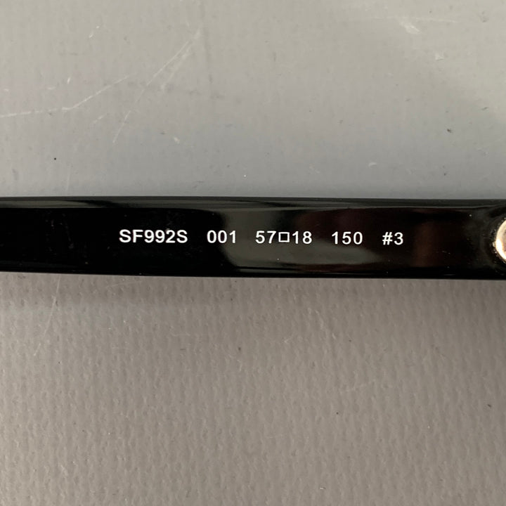 SALVATORE FERRAGAMO Black Acetate Square Polarized Sunglasses