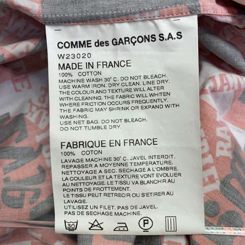 COMME des GARCONS SHIRT Size XL Red Black White Print Cotton Long Sleeve Shirt