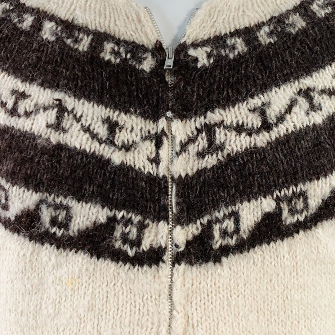 JUNYA WATANABE Size L Cream Brown Knit Wool Hooded Zip Up Cardigan