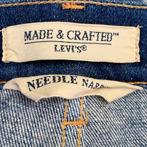 LEVI'S MADE & CRAFTED Size 29 Needle Narrow Blue Distressed Cotton Blend Skinny Jeans