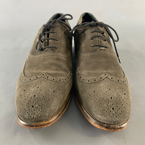 JOHN VARVATOS Size 9 Gray Suede Dress Lace Up Shoes