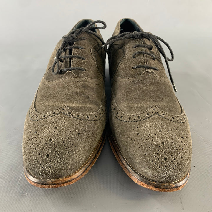 JOHN VARVATOS Size 9 Gray Suede Dress Lace Up Shoes
