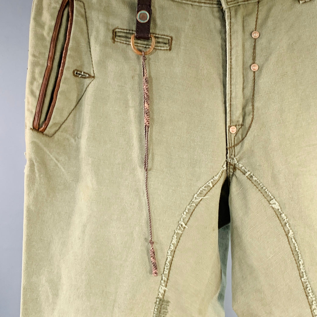 POLO by RALPH LAUREN Size 32 Olive Brown Linen Blend Jodhpurs Zip Fly Casual Pants