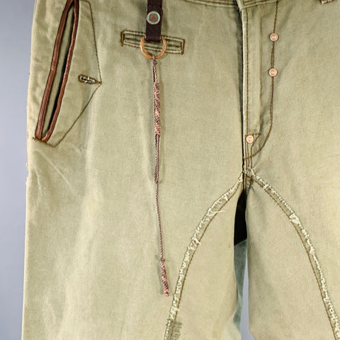 POLO by RALPH LAUREN Size 32 Olive Brown Linen Blend Jodhpurs Zip Fly Casual Pants