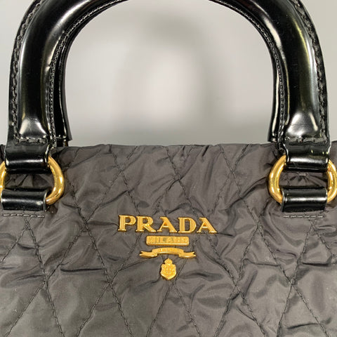PRADA Black Quilted Nylon Handbag & Leather Goods