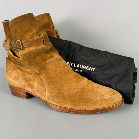 SAINT LAURENT Size 8 -Wyatt 30 Jodhpur- Tan Suede Belted Boots
