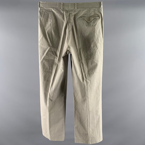 GIANNI VERSACE Size 32 Grey Pleated Cotton Relaxed fit Dress Pants