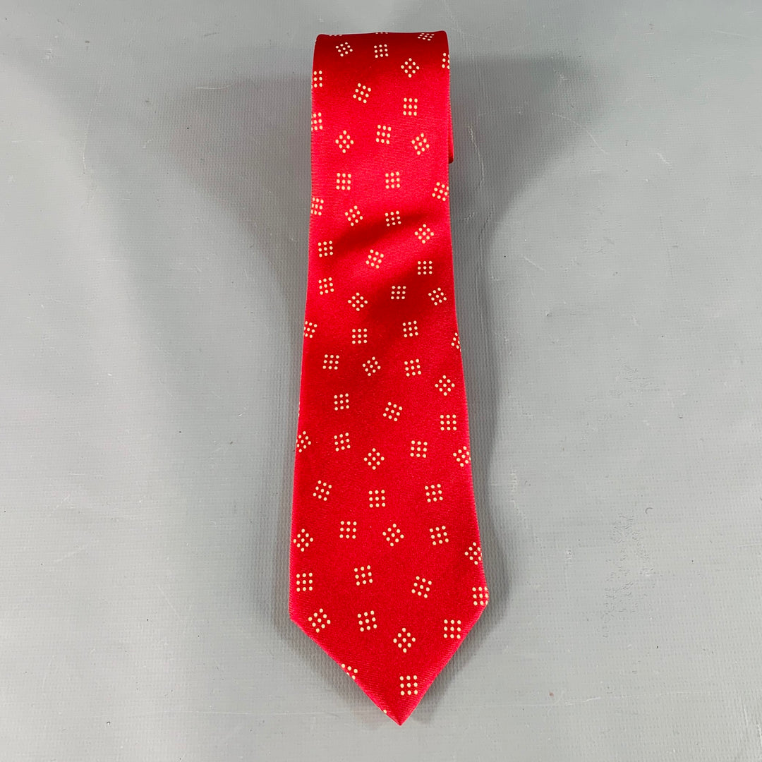 PAUL SMITH Red Beige Dots Silk Tie