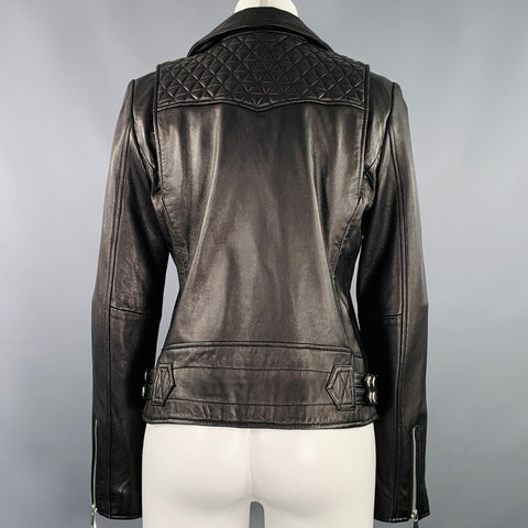MARC NEW YORK Size M Black Leather Quilted Motorcycle Jacket