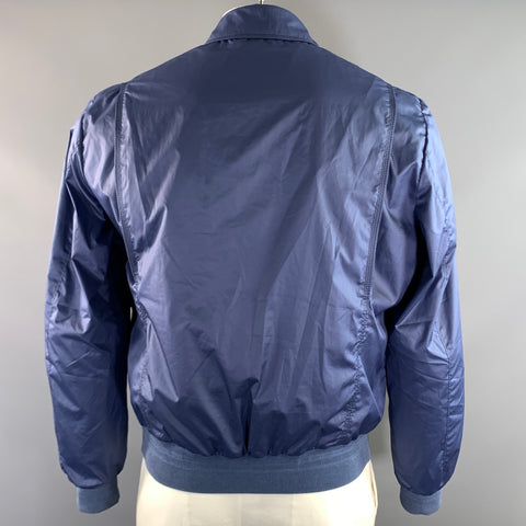 BILANCIONI Size 42 Blue Polyester Blend Zip Up Jacket