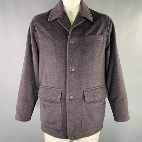 Manteau croisé LUCIANO BARBERA en mélange de laine grise, taille 42