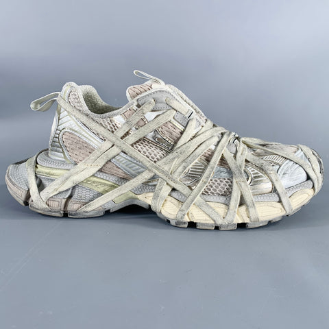 BALENCIAGA Size 8 3XL Extreme Lace Grey Brown Polyester Distressed Sneakers