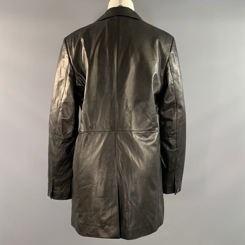 RAG & BONE Size 10 Black Leather Notch Lapel Jacket Indoor  Blazer