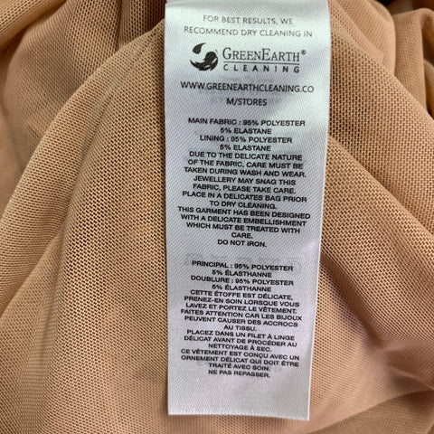 SELF-PORTRAIT Size 4 Beige Polyester Blend Rhinestones Long Cocktail Dress