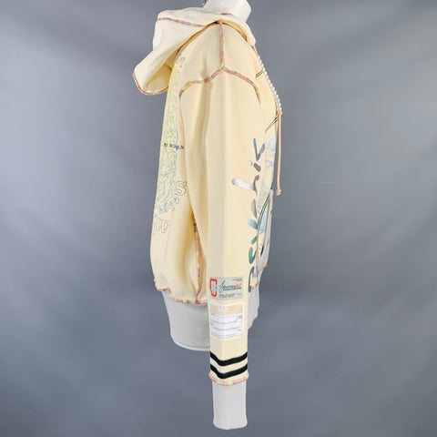 ADVISORY BOARD CRYSTALS Size M FW23 Cream Multi Color Cotton Blend Casual Top
