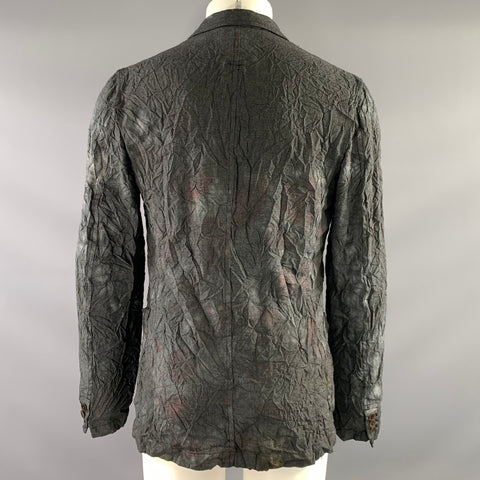 YOHJI YAMAMOTO SS2014 Size M Grey Crinkled Polyester &  Rayon Blazer Jacket