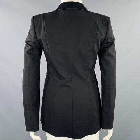 EMILIO PUCCI Size 12 Black Wool Mohair Sequined Jacket Blazer