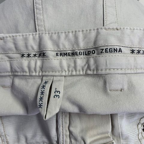 ERMENEGILDO ZEGNA Size 33 Beige Cotton Blend Straight Jeans