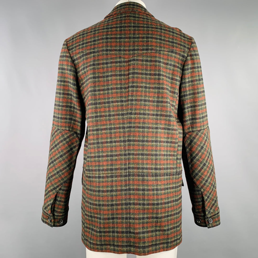 BILLY REID Size M Green Rust Checkered Single Breasted Coat