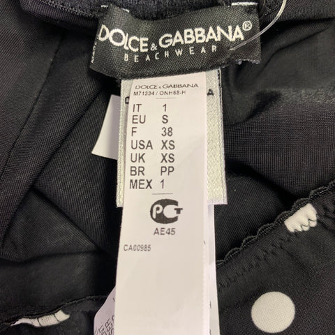 DOLCE & GABBANA Size XS Black White Polyamide Blend Polka Dot Swimsuit