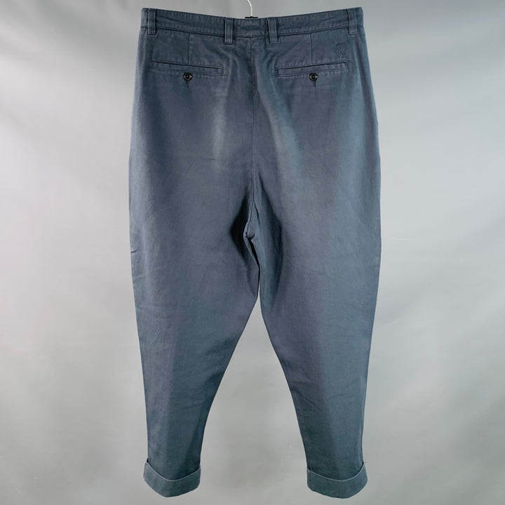 AMI by ALEXANDRE MATTIUSSI Size M Blue Cotton Pleated Button Fly Casual Pants