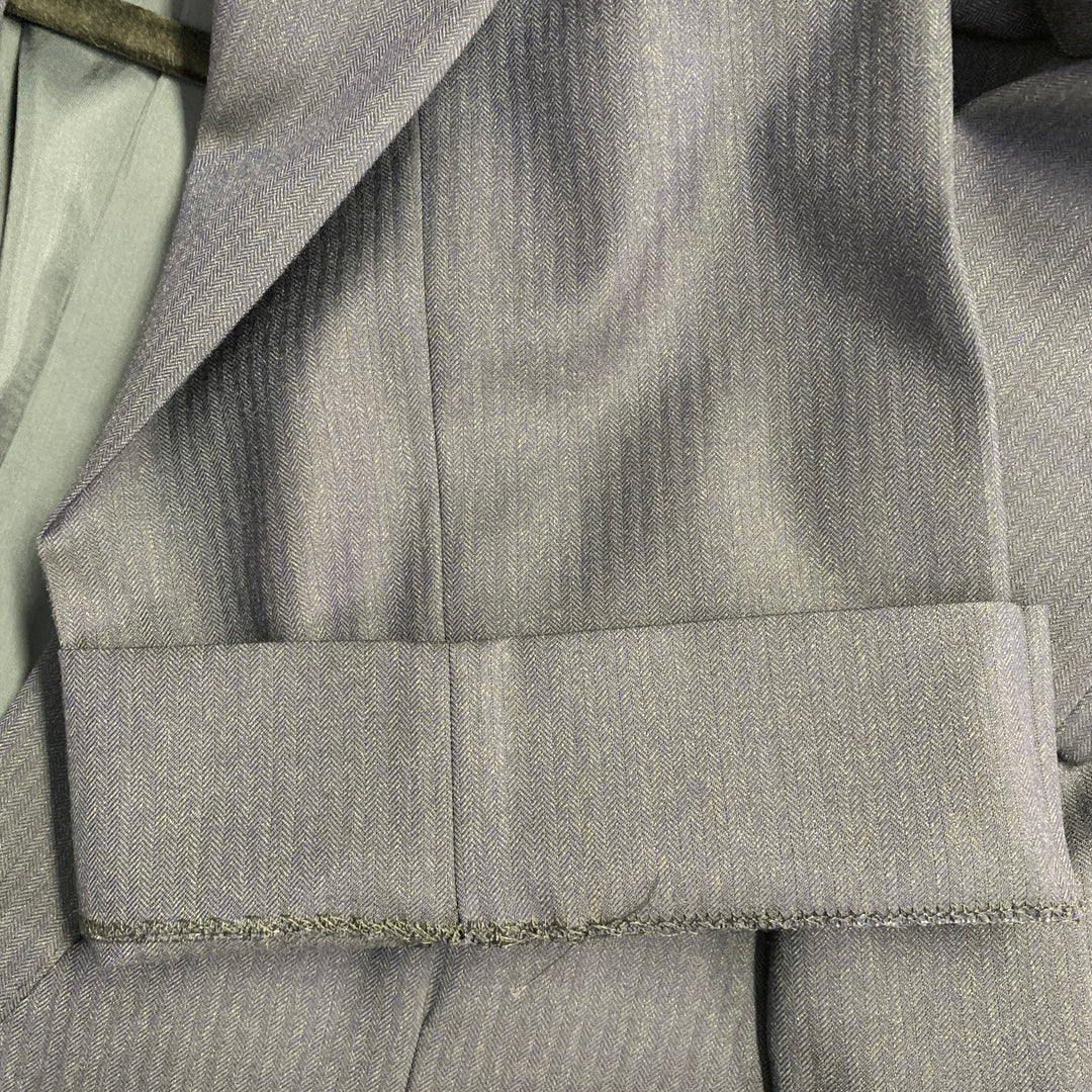 Z ZEGNA Size 40 Regular Navy Charcoal Herringbone Wool Notch Lapel Suit