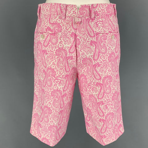BLACK FLEECE Taille 28 Rose Blanc Paisley Coton Zip Fly Shorts