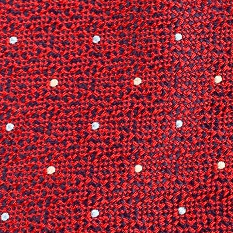 BRIONI Red Navy White Dots Silk Tie