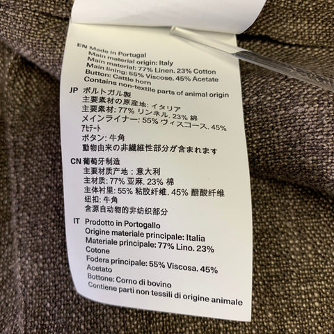 OUR LEGACY Size XL Brown Khaki Heather Linen Blend Double Breasted Coat