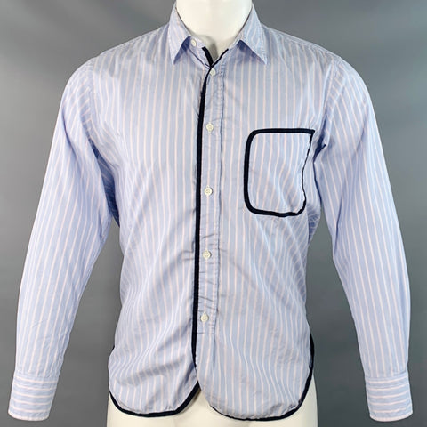 COMME des GARCONS HOMME Size XS Blue White Stripe Contrast Trim Cotton Long Sleeve Shirt