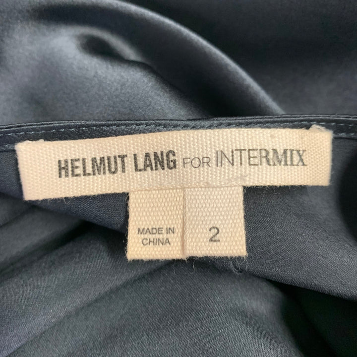 HELMUT LANG Size 2 Navy Silk Blend Cowl Neck Cocktail Dress