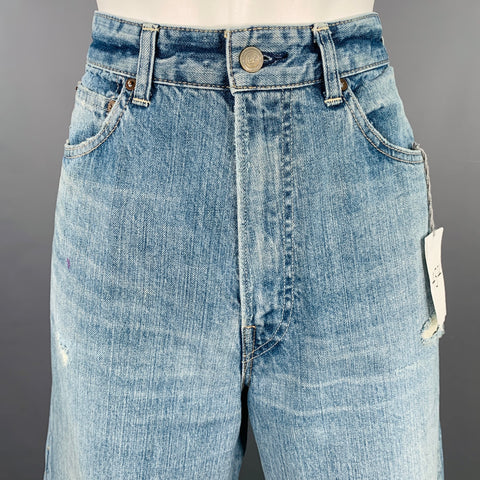 45rpm Size 30 Blue Cotton Distressed Selvedge Jeans