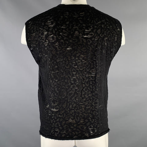 IRO Size XS Black Lace Cotton Blend See Through Tank Top
