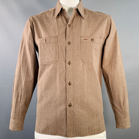 BUZZ RICKSON & CO. INC. Size L Brown Heather Cotton Long Sleeve Shirt