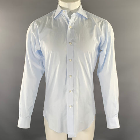 HAMILTON Size S Blue Light Blue Plaid Cotton Spread Collar Long Sleeve Shirt