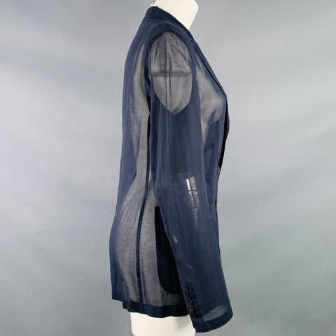 DRIES VAN NOTEN Size XS Navy Cotton Sheer Peak Lapel Jacket Blazer