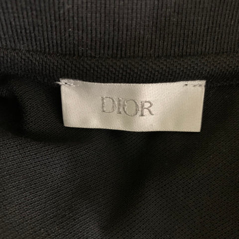 DIOR Size XL Black Pique Cotton Buttoned Polo