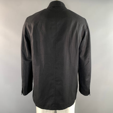 BRIONI Size L Black Silk Cashmere Pointed Collar Jacket