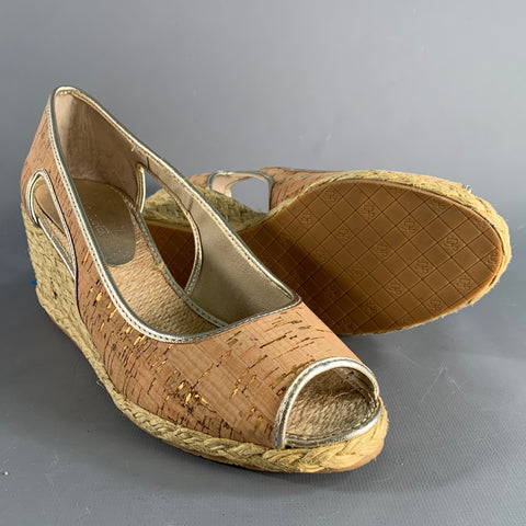 DONALD J PLINER Size 9 Gold Natural Espadrille Pumps