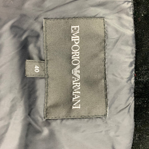 EMPORIO ARMANI Size 4 Black White Wool Woven Hooded Jacket