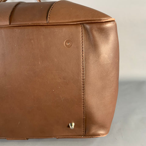 BRUNELLO CUCINELLI Chocolate Brown Leather Clasp Weekender Bag