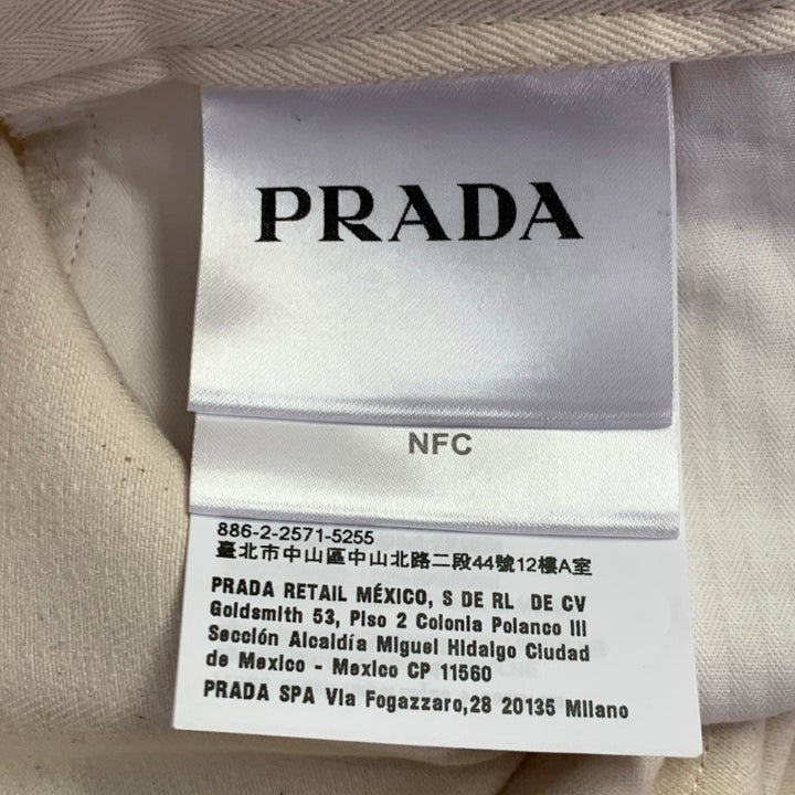 PRADA Size 36 Beige Cotton Herringbone Tapered Elastic Cuffs Zip Fly Casual Pants